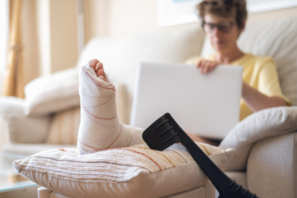 slip and fall injured woman